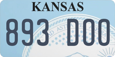 KS license plate 893DOO