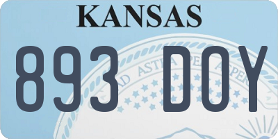KS license plate 893DOY