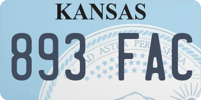 KS license plate 893FAC