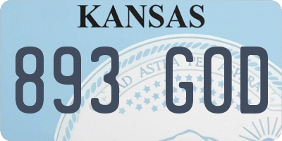 KS license plate 893GOD
