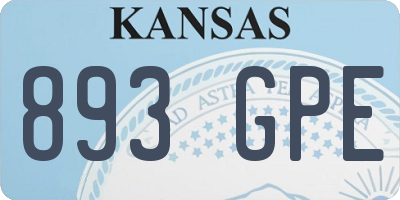 KS license plate 893GPE
