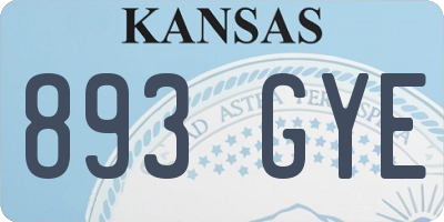 KS license plate 893GYE