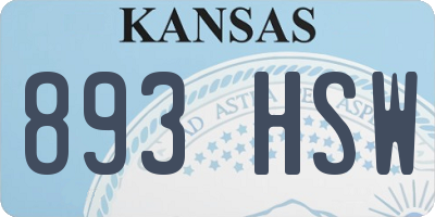 KS license plate 893HSW