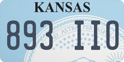 KS license plate 893IIO