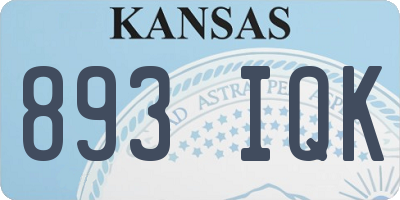 KS license plate 893IQK