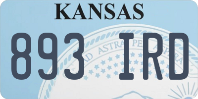 KS license plate 893IRD