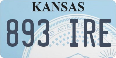 KS license plate 893IRE