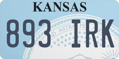 KS license plate 893IRK