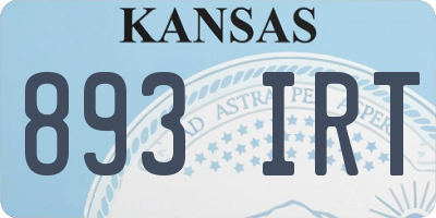 KS license plate 893IRT