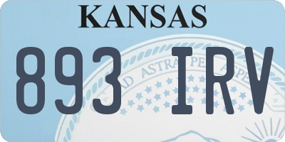 KS license plate 893IRV