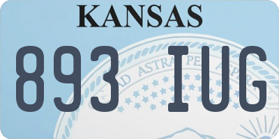 KS license plate 893IUG