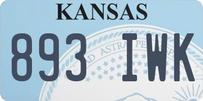 KS license plate 893IWK
