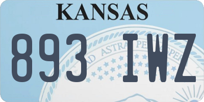 KS license plate 893IWZ