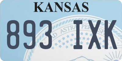 KS license plate 893IXK
