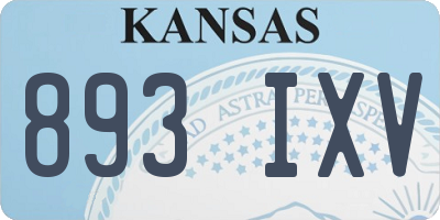 KS license plate 893IXV