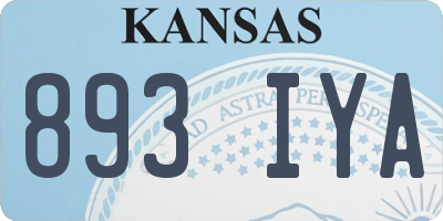 KS license plate 893IYA