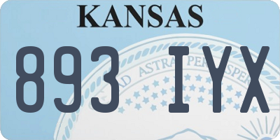 KS license plate 893IYX