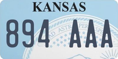 KS license plate 894AAA