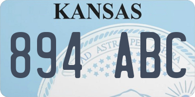 KS license plate 894ABC