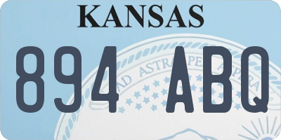 KS license plate 894ABQ
