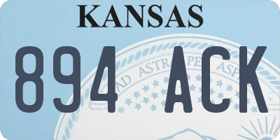 KS license plate 894ACK