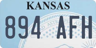 KS license plate 894AFH