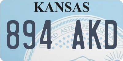 KS license plate 894AKD