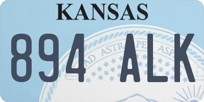 KS license plate 894ALK