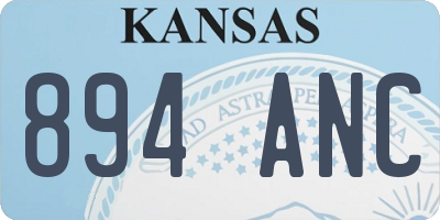 KS license plate 894ANC
