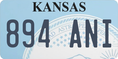 KS license plate 894ANI