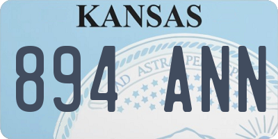 KS license plate 894ANN