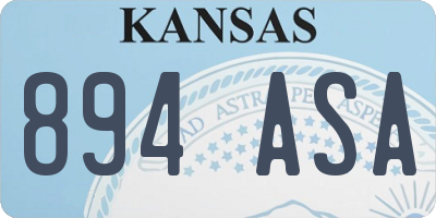 KS license plate 894ASA