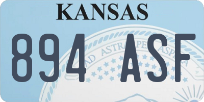 KS license plate 894ASF