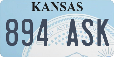 KS license plate 894ASK