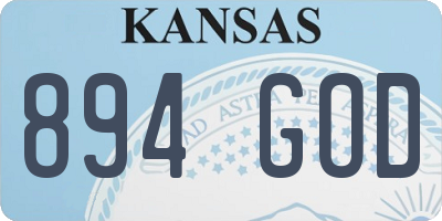 KS license plate 894GOD