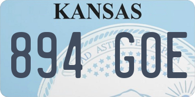 KS license plate 894GOE