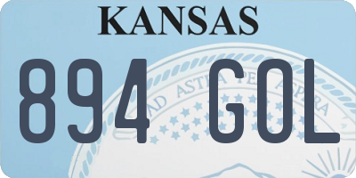 KS license plate 894GOL