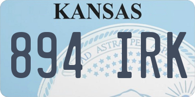 KS license plate 894IRK