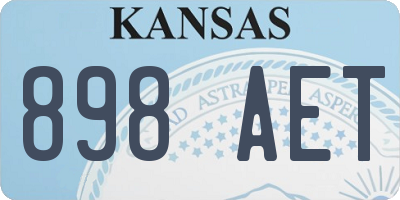 KS license plate 898AET