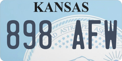 KS license plate 898AFW