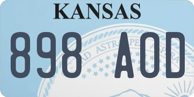 KS license plate 898AOD
