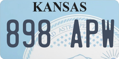 KS license plate 898APW