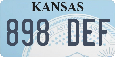 KS license plate 898DEF
