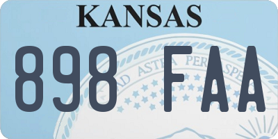 KS license plate 898FAA