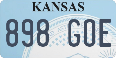 KS license plate 898GOE