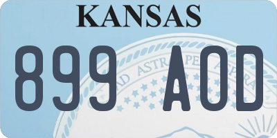 KS license plate 899AOD