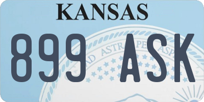 KS license plate 899ASK