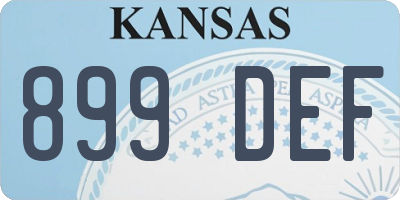 KS license plate 899DEF