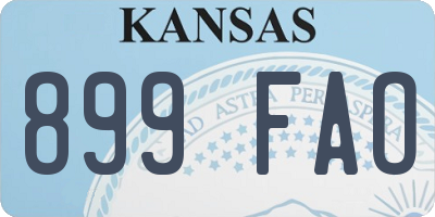 KS license plate 899FAO