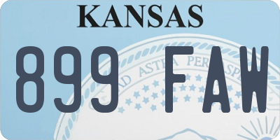 KS license plate 899FAW